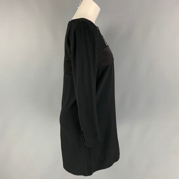 SAINT LAURENT Size 8 Black Acetate Blend Mixed Fabrics Above Knee Dress - Picture 3 of 7